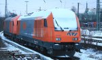 2016 907-5 und 2016 905-9 beide von der RTS stehen in Aachen-West im Schnee am Abend des eiskalten 19.1.2013.