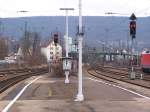 Bahnhof Aalen: Blick vom Bahnsteig an Gleis 4/5 in Richtung Sden.