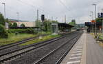 Blick am 22.05.2024 aus Richtung G�ttingen in den Bahnhof Alfeld (Leine).