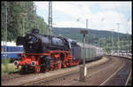 DB 41360 steht mit einem Sonderzug aus Anlass des Viadukt Festes am 13.7.2003 im Bahnhof Altenbeken.