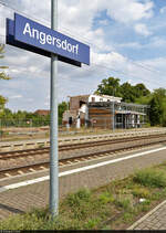 Mit dem Fahrrad von Kassel nach Halle (Saale)  Strecken-km: 9,9    Beim Bahnhof Angersdorf beginnt der  Äußere Knoten Halle (Saale) , in dem sich die Strecke in die Saalestadt