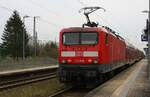 DB 114 039 als Schublok am RE3 / 3310 / Bf Anklam / 08.12.2021