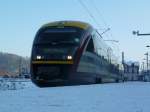 Nun in neuer Beklebung und Privatisiert fr die Schsische Stdtebahn. SB71 nach Pirna steht bereit in Bad Schandau.
29.1.11