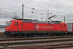 Lokportait von BRLL/XRAIL 185 595-6  Ruth , als diese am 30.01.2018 mit einem Containerzug durch den Badischen Bahnhof von Basel in Richtung Norden fuhr.