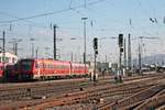 Nachschuss auf 611 524, als dieser am Nachmittag des 14.02.2018 durchs nördliche Vorfeld vom Badischen Bahnhof von Basel in Richtung Bahnsteig fuhr, um später als IRE nach Ulm Hbf zu fahren.