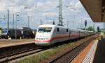 Ein ICE 1 mit Zug nach Basel SBB hier bei Einfahrt von Basel Badischer Bf am 26. 07 2010.