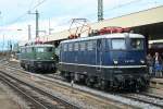 Mein 1000. Bild auf Bahnbilder:
E41 001 und E40 128 am Nachmittag des 15.09.13 anlsslich des 100. Geburtstags des Badischen Bahnhofs ausgestellt in Basel.