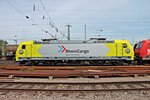 Lokportrait von 119 005-6, welche an die RheinCargo vermietet ist, am 11.05.2015, als sie zusammen mit zwei RHC 185er in Basel Bad Bf abgestellt war.