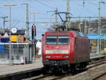 Für die Rückfahrt nach Mukran mußte die 145 025,am 19.April 2022,in Bergen/Rügen umsetzen.