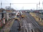 Bahnhof Bergen/Rgen am 21.November 2010 mit der Gleisbaustelle auf Gleis 2.