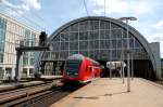 Ein RE nach Magdeburg verlsst am 29.07.09 den Alexanderplatz Richtung Hbf.