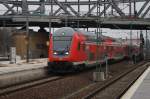 Hier ein RE5 (RE4361) von Rostock Hbf. nach Lutherstadt Wittenberg, bei der Einfahrt am 3.2.2014 in Berlin Gesundbrunnen. Schublok war 112 114. 