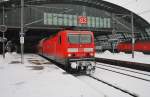 Hier 143 641-9 mit einer RB14 (RB18919) von Nauen nach Berlin Schönefeld Flughafen, bei der Ausfahrt am 10.3.2013 aus Berlin Hbf.