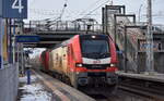 Mitteldeutsche Eisenbahn GmbH, Schkopau [D] mit der   2159 235-1  [NVR-Nummer: 90 80 2159 235-1 D-RCM] und der MEG  145 075-8  [NVR-Nummer: 91 80 6145 075-8 D-DB] am Haken am 09.02.23 Durchfahrt