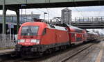 DB Regio AG - Region Nordost mit ihrer  182 024  [NVR-Nummer: 91 80 6182 024-0 D-DB] und der RB 32 nach Oranienburg am 08.03.23 im Bahnhof Berlin Hohenschönhausen.