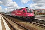 5 370 007 fährt am 6.8.2017 mit dem EC46  Berlin-Warszawa-Express  von Warszawa Wschodnia nach Berlin Gesundbrunnen aus Berlin Lichtenberg aus.