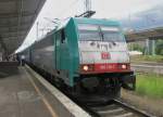 Hier 186 130-1 mit D1249 von Berlin Gesundbrunnen nach Saratov 1 P, dieser Zug stand am 18.6.2011 in Berlin Lichtenberg.