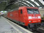 BR 145 014 mit eingefahrenen IC (nach Stalsund) in Berlin Ostbahnhof; Dezember 2005