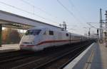 Hier 401 055-9  Rosenheim  als ICE872 von Basel SBB nach Berlin Ostbahnhof, bei der Einfahrt am 29.10.2011 in Berlin Ostbahnhof.