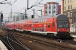 Hier eine RB14 (RB18914) von Berlin Schönefeld Flughafen nach Nauen, bei der Ausfahrt am 3.2.2014 aus Berlin Ostbanhof.