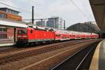 Hier 143 812-6 mit RB18025 von Berlin Zoologischer Garten nach Berlin Ostbahnhof, bei der Einfahrt am 14.7.2014 in Berlin Ostbahnhof.