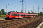 Hier 442 826-4 als RB14 (RB18565) von Berlin Schönefeld Flughafen nach Senftenberg, bei der Ausfahrt am 6.7.2013 aus Berlin Schönefeld Flughafen. 