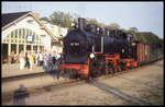 99784 ist hier am 10.9.1995 mit einem Personenzug nach Göhren in Binz angekommen.