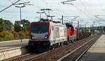 187 014 führte am 09.09.18 eine Schweizer Lok der Reihe Aem 940 durch Bitterfeld Richtung Dessau.
