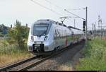 1442 662 und 1442 ??? (Bombardier Talent 2) von DB Regio Südost als RE 16104 (RE13) von Leipzig Hbf nach Magdeburg Hbf erreichen den Bahnhof Bitterfeld auf Gleis 1.