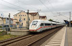 Ein Triebzug der Reihe 412 war am 14.07.19 als ICE 800 von München nach Hamburg unterwegs. Im Bahnhof Bitterfeld legte er einen Halt ein.