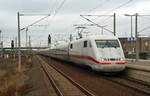 Der ICE 691 wurde am 02.12.19 durch den Bahnhof Bitterfeld über das Dessauer Streckengleis Richtung Leipzig geführt.