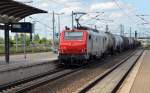 E 37 530 fuhr am 17.06.12 mit einem Kesselwagenzug durch Bitterfeld Richtung Leipzig.