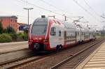 Der bei Stadler in Berlin gebaute Triebzug 2302 der CFL fuhr am 07.08.14 durch Bitterfeld Richtung Wittenberg.