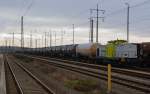 V 141(293 301) der RBB stellte am 28.12.14 einen Kesselwagenzug in Bitterfeld bereit.