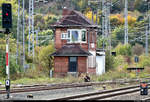 Blick auf das mechanische Fahrdienstleiter-Stellwerk  B2  des Bahnhofs Bleicherode Ost.