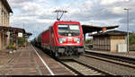 Kesselzug mit 187 144-1 durchfährt den Bahnhof Bleicherode Ost auf Gleis 1 Richtung Bernterode.