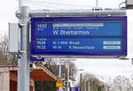 Hinweisanzeige am Hbf Bonn über Zugausfall (RB 48)- 15.03.2020