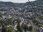 22.08.2013 Bf Boppard ; Blick aus dem Sessellift auf die erste Weiche aus Richtung Koblenz