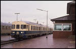 VT 634656 als Zug 8308 nach Osnabrück am 21.10.1989 um 8.30 Uhr im Bahnhof Bramsche.