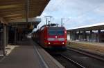 146 124-3 kam als RE 14205 in Braunschweig an und fuhr dann später wieder als RE 14208 zurück nach Bielefeld.