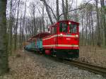 6006 von der Parkeisenbahn Chemnitz bei der Einfahrt in den Bahnhof Kchwaldwiese. Aufgrund von Bauarbeiten wurde nur zwischen Bahnhof Kchwaldwiese und Hp Tennispltze gefahren. 06.04.2011