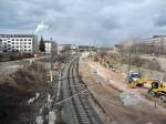 Baustelle Chemnitz Hbf am 08.04.12: Das Ausfahrgeleis gen Zwickau