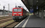 143 238-4 steht im Startbahnhof Cottbus Hbf auf Gleis 1.

🧰 DB Regio Nordost
🚝 RB 18427 (RB49) Cottbus Hbf–Ruhland
🕓 28.8.2021 | 10:10 Uhr