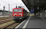 143 238-4 steht im Startbahnhof Cottbus Hbf auf Gleis 1.

🧰 DB Regio Nordost
🚝 RB 18427 (RB49) Cottbus Hbf–Ruhland
🕓 28.8.2021 | 10:10 Uhr