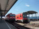 Cottbus Hauptbahnhof, Bahnsteige mit RE-Zgen (29.06.2010)