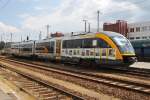 Hier 642 415-4 als OE65 (OE79717) von Cottbus nach Zittau, dieser Triebzug stand am 11.7.2014 in Cottbus.