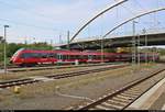 442 831-4 (Bombardier Talent 2) von DB Regio Nordost als RE 3719 (RE7) von Wünsdorf-Waldstadt erreicht seinen Endbahnhof Dessau Hbf auf Gleis 7.