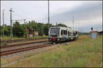 Am 21.06.2026 erreicht hier der VT 672913-0 der W�rlitzer Eisenbahn um 9.56 Uhr den Bahnhof Dessau.
