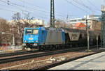 Getreidezug mit 185 504-8 (185-CL 004) der ITL Eisenbahngesellschaft mbH (ITL) durchfährt Dresden Hbf Richtung Pirna.