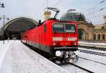 DB 143 342 auf dem Hauptbahnhof Dresden am 6.12.2012.